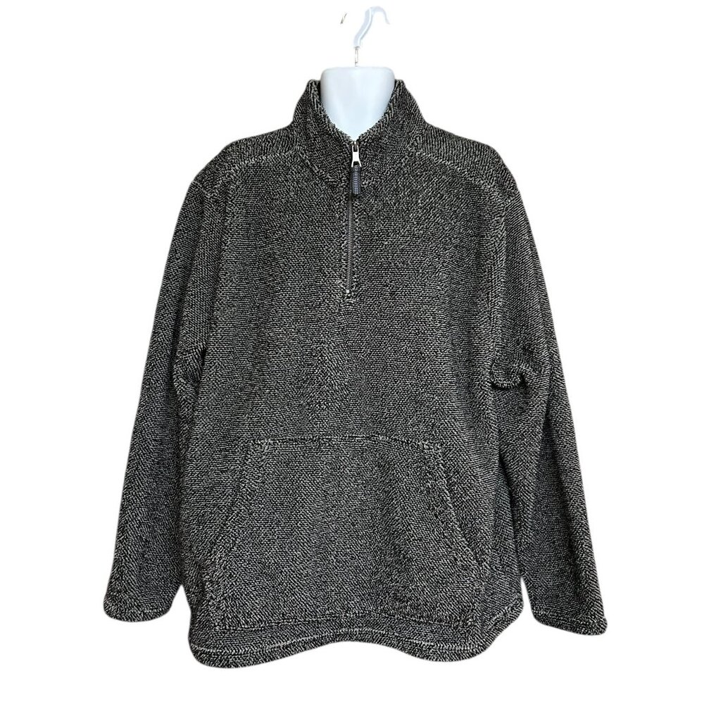 Telluride Mens XXL Gray 1/4 Zip Fleece Pullover Sweater Kangaroo Pocket